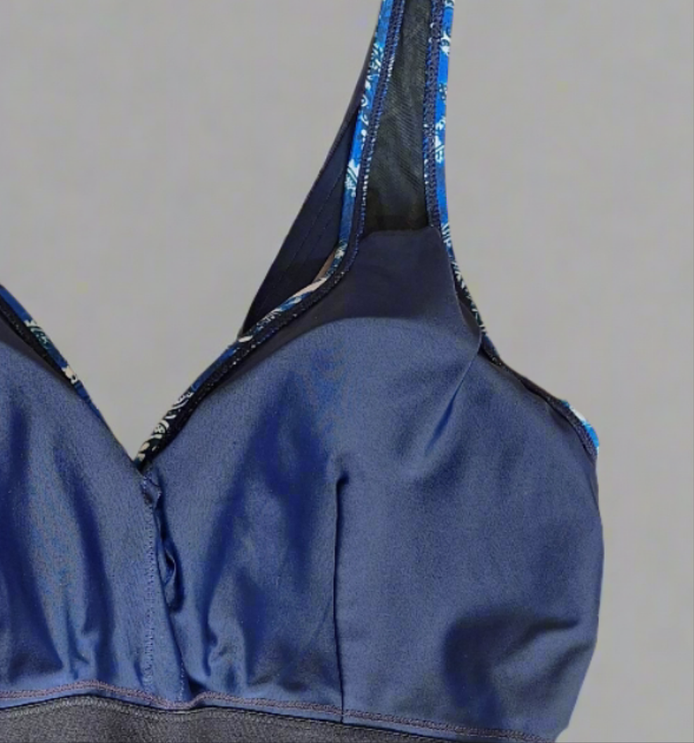 Amoena blue and white maternity swimsuit **notice size in description