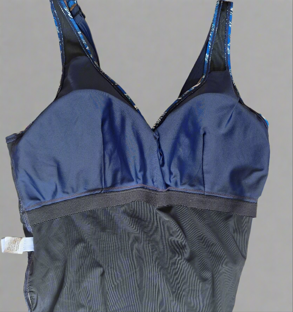 Amoena blue and white maternity swimsuit **notice size in description