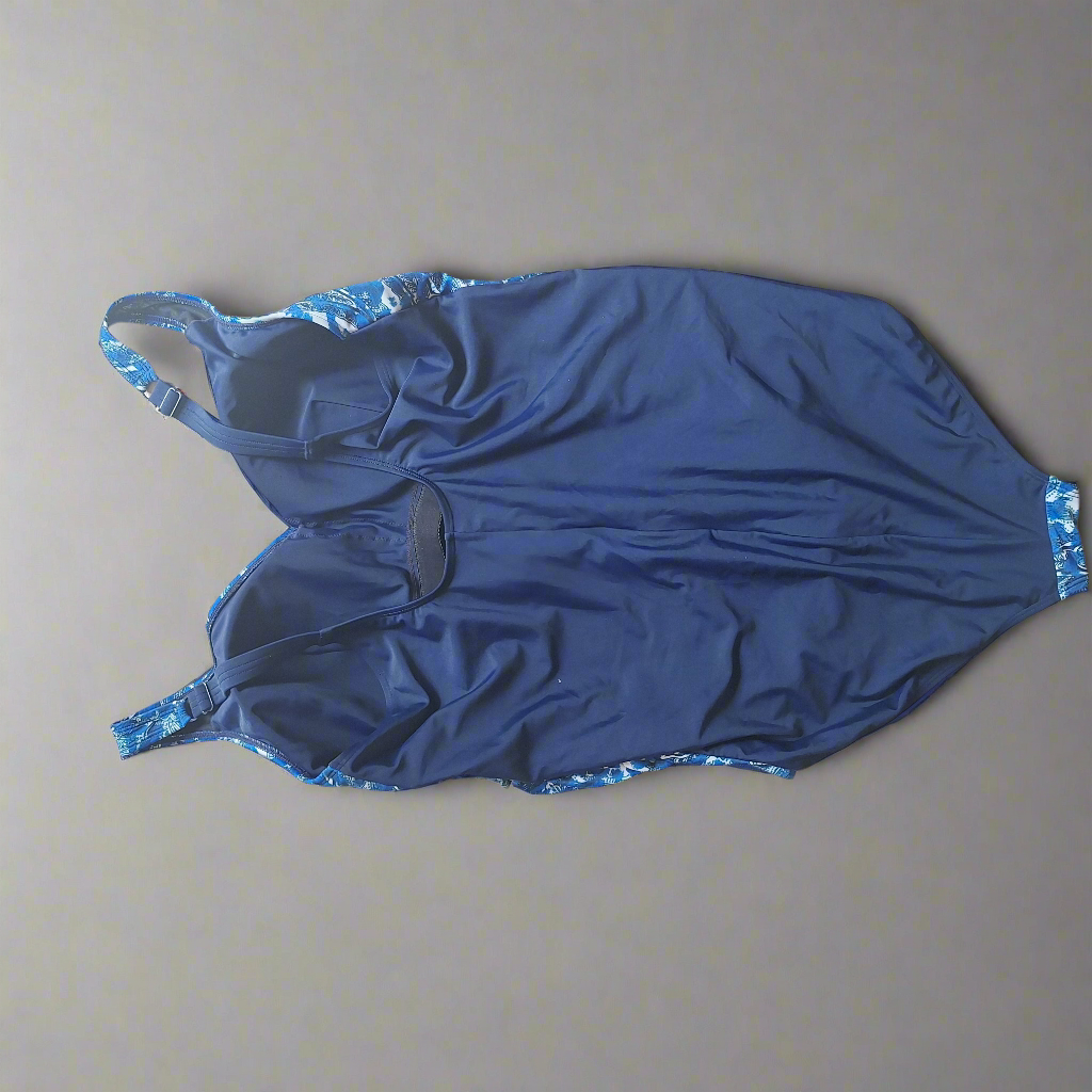 Amoena blue and white maternity swimsuit **notice size in description