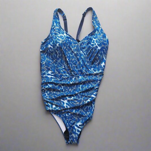 Amoena blue and white maternity swimsuit **notice size in description
